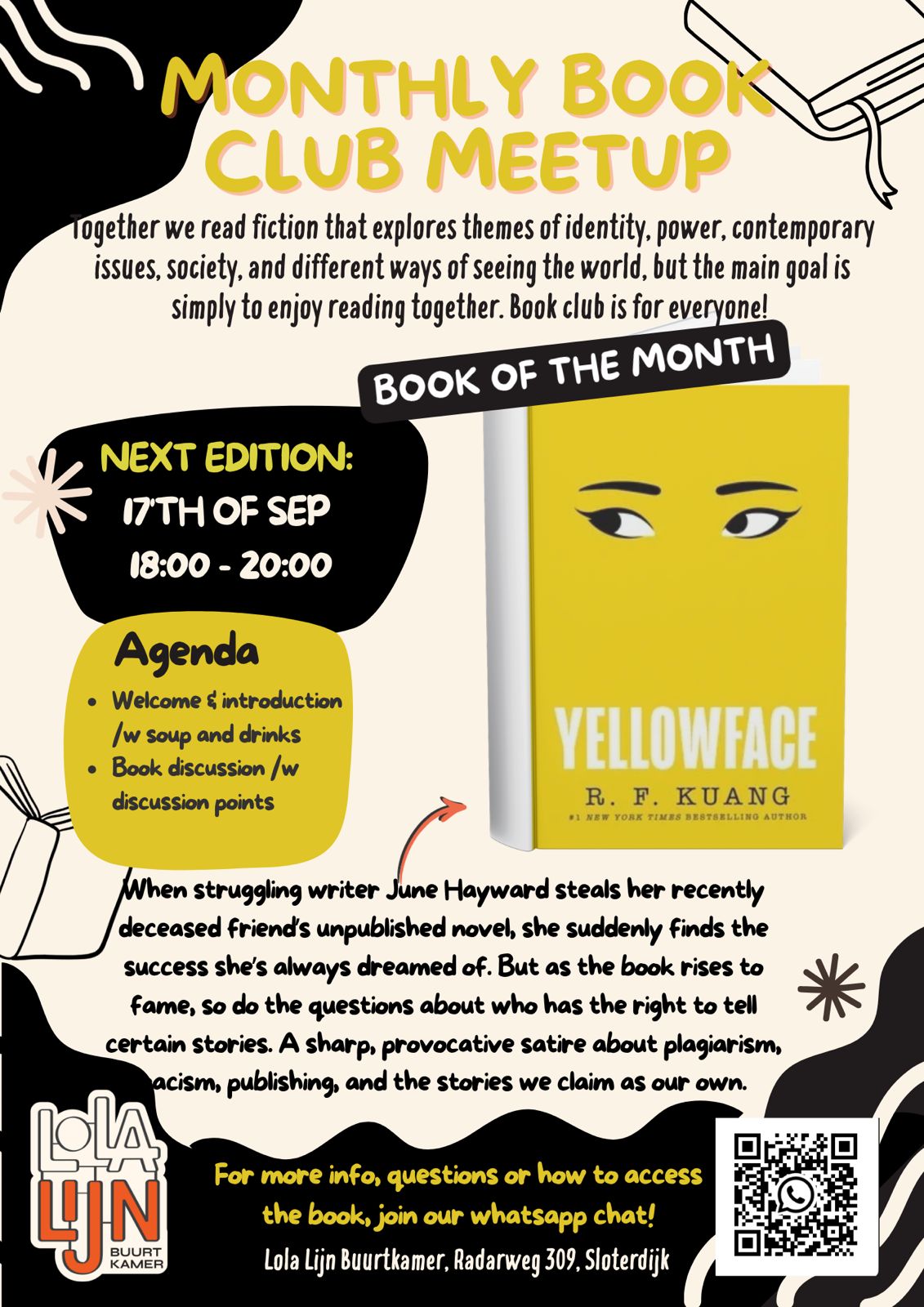 Poster Boekenclub: Yellowface van R. F. Kuang