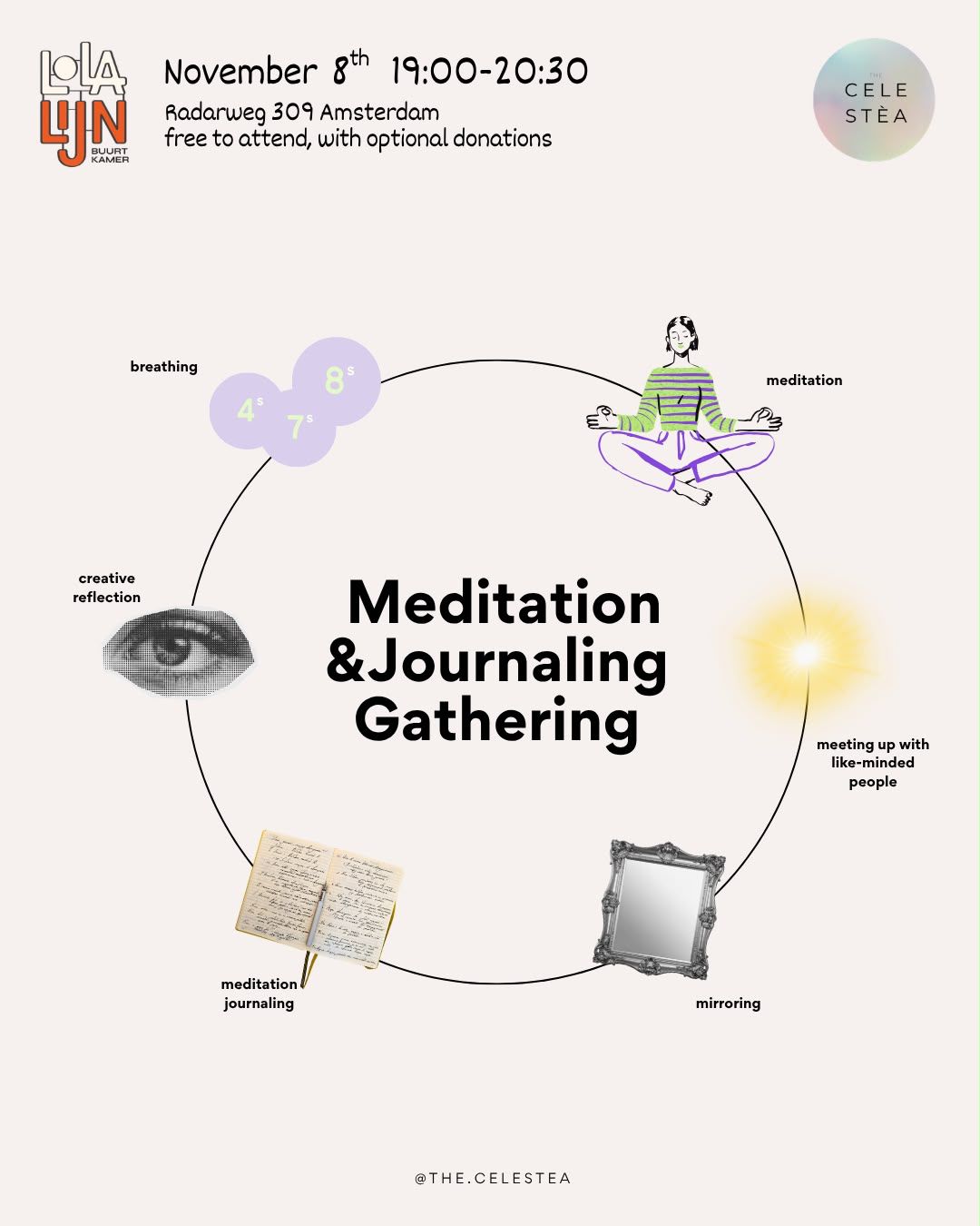 Poster Meditatie & Journaling Gathering door The Celestèa